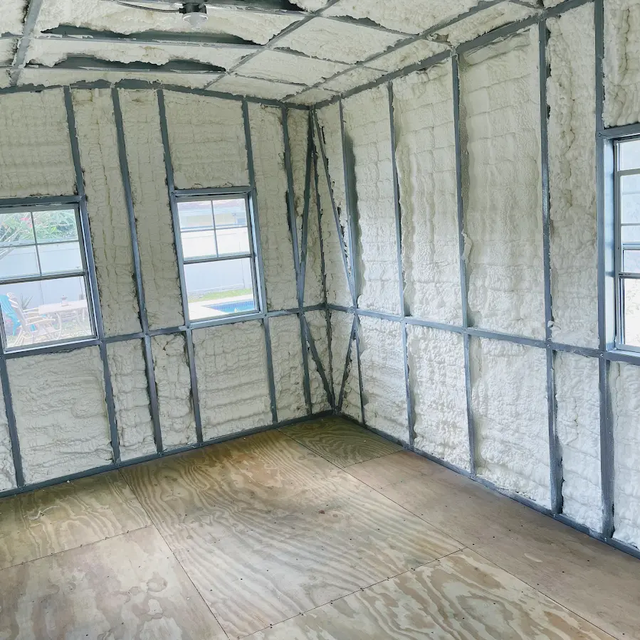 Closed-cell spray foam insulation applied to wall cavities in a residential project in Roeland Park